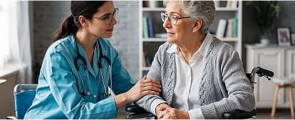 A care professional listening to an older participant